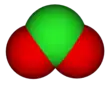 Spacefill model of chlorine dioxide