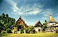 Ubosot, Ho Trai and Chedi (from left to right) of Wat Chiang Man, built in Lanna architecture