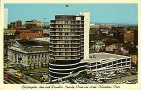 Memorial Hall and the Christopher Inn on Broad Street, c. 1963