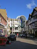 View down a pedestrianised street.