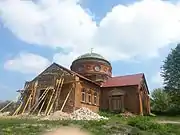 Church of the Epiphany during restoration in Molodova