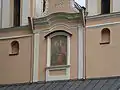 Copy of the holy painting of Mary on the façade of the church in 2007