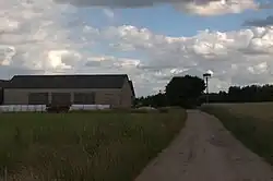 Stork nest in Czapiewice-Wybudowanie, Pomeranian Voivodeship, Poland