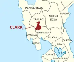 Location of Clark in Tarlac and Pampanga