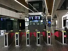 Myki fair gates at Clayton station.