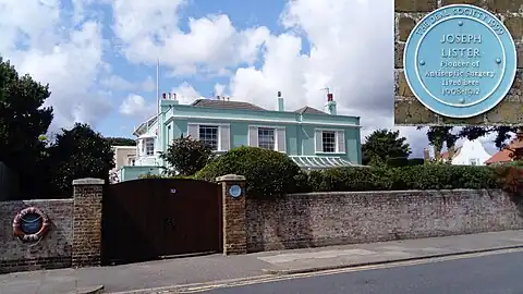 Coast House, Deal, with its blue plaque to Lister.