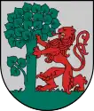 Coat of arms of Liepāja, Latvia. The lion being derived from that of the Duchy of Courland and Semigallia (1925, based on the 17th-century coat of arms)