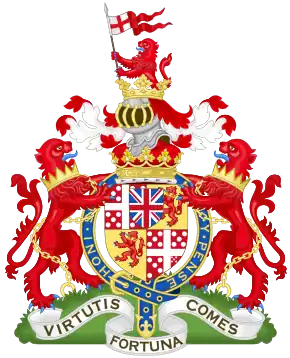 Coat of arms of the Duke of Wellington featuring supporters gorged (collared) of Eastern crowns