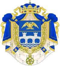 Bernadotte(Argent a chief gules) of Principality of Ponte Corvo