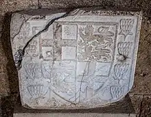 Coat of arms of Philibert de Naillac as Grand Master (r. 1396–1421),  from his tower in the harbour of Rhodes (early 15th century).