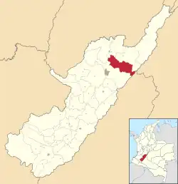 Location of the municipality and town of Tello, Huila in the Huila Department of Colombia.