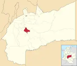 Location of the municipality and town of Fuente de Oro in the Meta Department of Colombia.