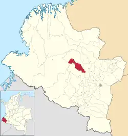 Location of the municipality and town of La Llanada in the Nariño Department of Colombia.