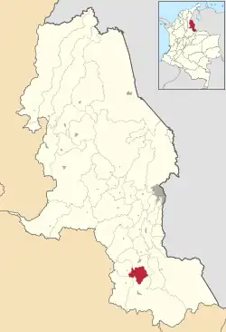 Location of the municipality and town of Cácota in the Norte de Santander Department of Colombia.