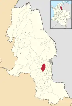 Location of Durania in Norte de Santander, Colombia