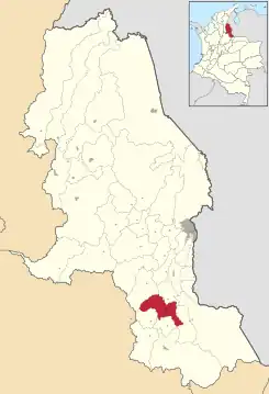 Location of the municipality and town of Pamplona, Colombia in the Norte de Santander Department of Colombia.