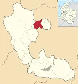 Location of the municipality and town of Guática in the Risaralda  Department of Colombia.