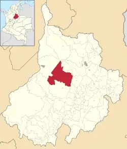 Location of the municipality and town of San Vicente de Chucurí in the Santander  Department of Colombia.