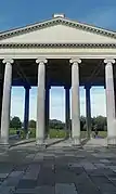 Columns at the front of the mansion