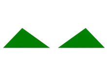 Two identical green triangles with the text "Image A" under them, all on a white background