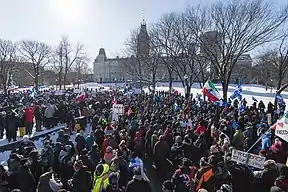 Freedom Convoy protesters in front of the National Assembly