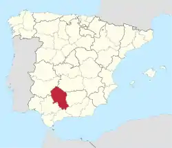 Map of Spain with Córdoba highlighted