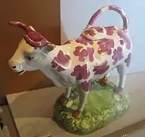 Earthenware cow creamer, 1820–40, "possibly Cambrian Pottery"