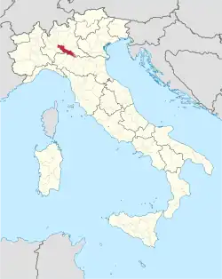 Map highlighting the location of the province of Cremona in Italy