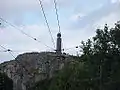 Crich Stand in 2014, also showing overhead power cables for tramway cars