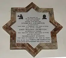 Crompton memorial, interior south wall