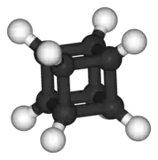 A schematic depiction of a cubane molecule