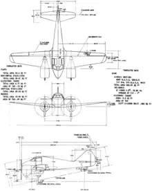 3-view line drawing of the Curtiss-Wright AT-9A