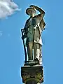 Close-up of the statue honoring Confederate dead in Cuthbert's Main Square.