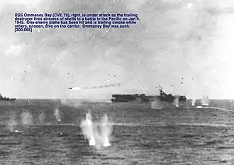 USS Ommaney Bay attacked by kamikaze 3 January 1945