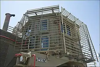 Slat armor of an IDF Caterpillar D9 armored bulldozer