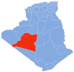 Map of Algeria highlighting Adrar