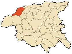 Location of the commune in the Chlef Province.