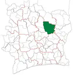 Location in Ivory Coast. Dabakala Department has retained the same boundaries since its creation in 1974.