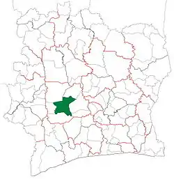 Location in Ivory Coast. Daloa Department has had these boundaries since 2008.