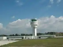 White air-traffic control tower