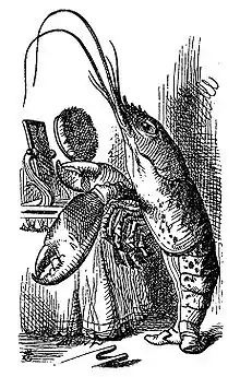 Lewis Carroll's lobster, drawn by Sir John Tenniel, 1869