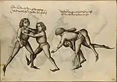 Wrestling in a fight book by Hans Talhoffer