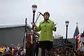 Rep. Debbie Halvorson speaks at the unveiling of the Cherry Mine disaster memorial in November 2009