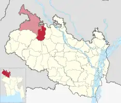 Location of Debiganj Upazila