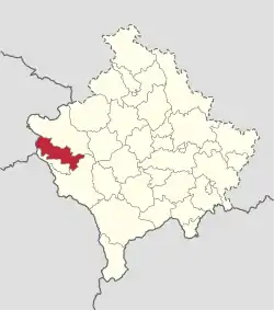 Location of the municipality of Deçan within Kosovo