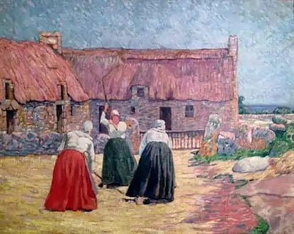 Henri Delavallée's  Scène de battage.  Women threshing.