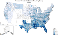 Map of Democratic presidential election results by county