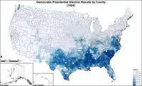 Map of Democratic presidential election results by county