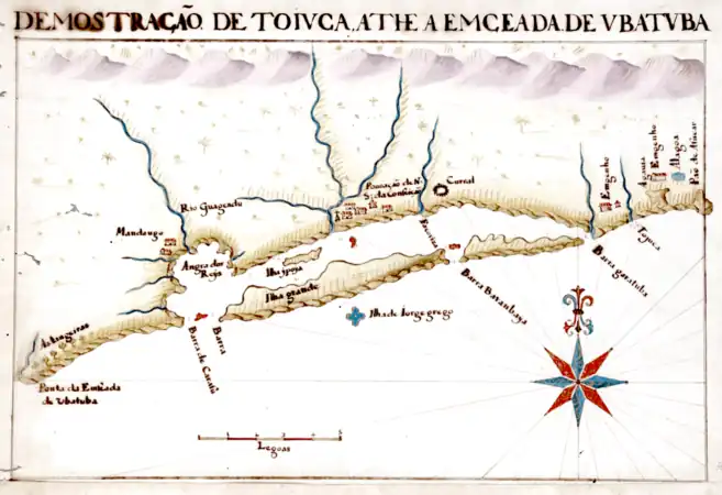 Map of a part of the state of Rio de Janeiro, c. 1666, making no mention of Muriqui.