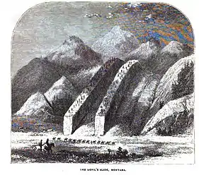 1871 illustration of Devil's Slide by Thomas Moran